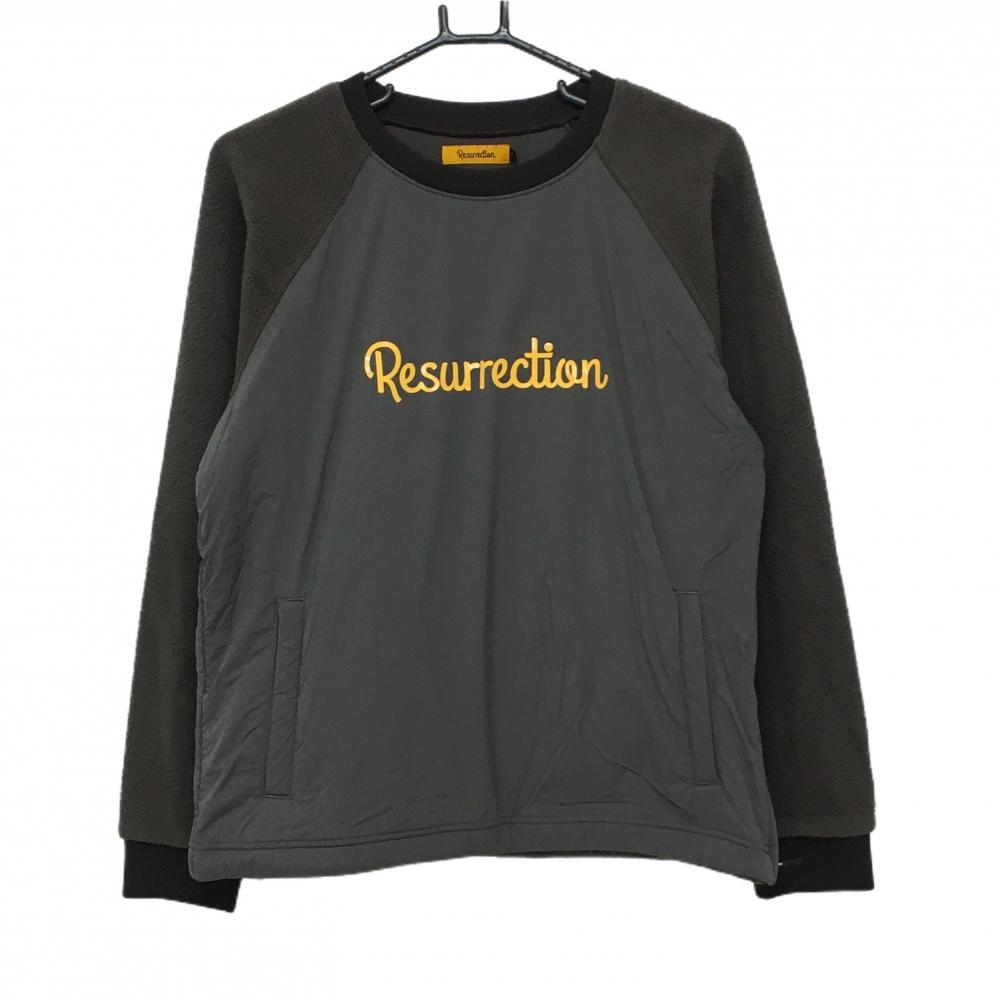【新品】レザレクション 異素材スニード グレー×ダークブラウン系 袖ボア 軽量 レディース M ゴルフウェア 2024年モデル Resurrection