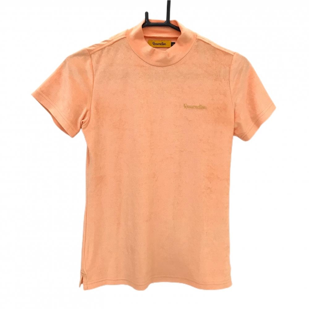 【超美品】レザレクション 半袖ハイネックシャツ オレンジ パイル地風 レディース S ゴルフウェア Resurrection