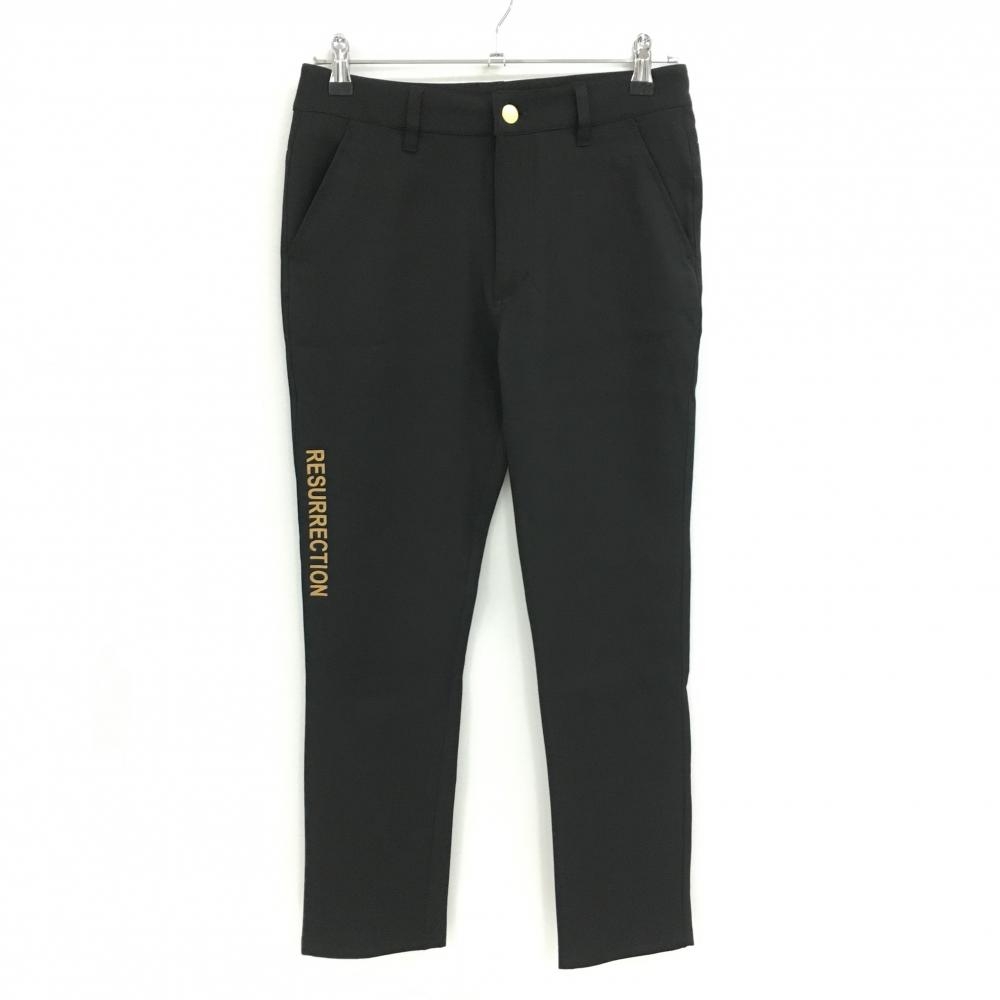【美品】レザレクション パンツ 黒×ベージュ サイドロゴプリント ストレッチ  レディース S ゴルフウェア Resurrection