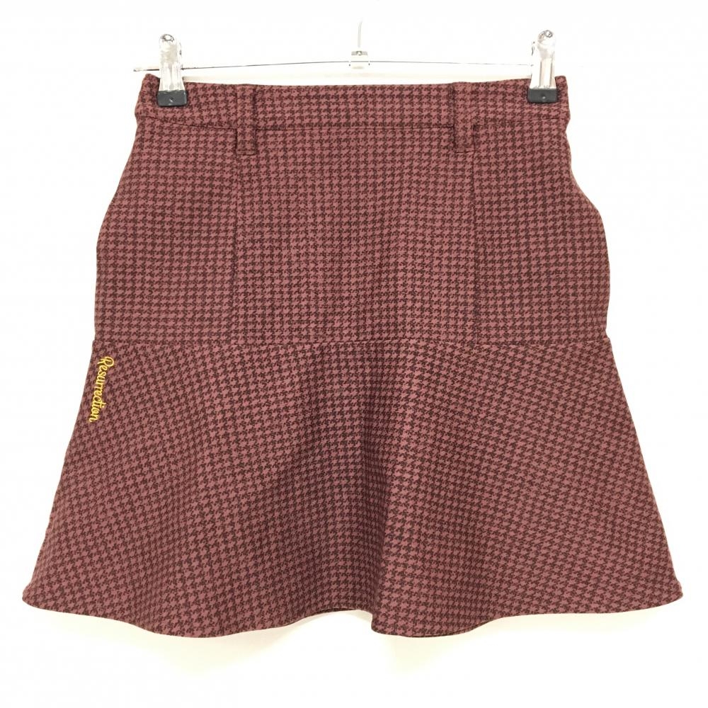 【超美品】レザレクション ストレッチスカート スモーキーピンク系 総柄 裏起毛 レディース XS ゴルフウェア Resurrection