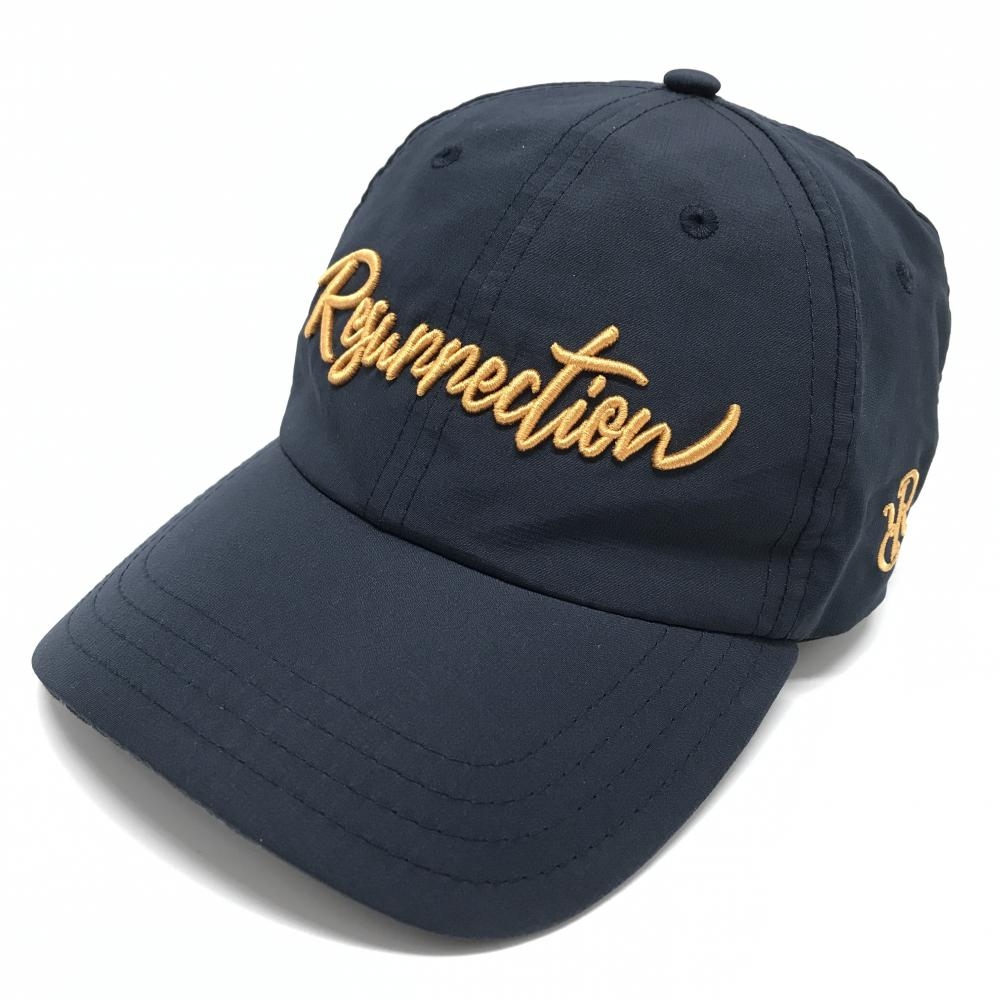 レザレクション キャップ ネイビー×オレンジ 立体ロゴ刺しゅう つば裏総柄   ゴルフウェア Resurrection