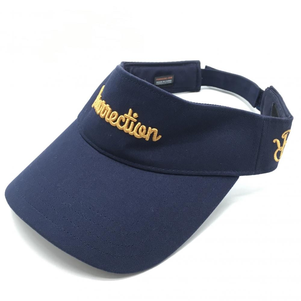 【美品】レザレクション サンバイザー ネイビー×オレンジ ロゴ刺しゅう  ゴルフウェア Resurrection