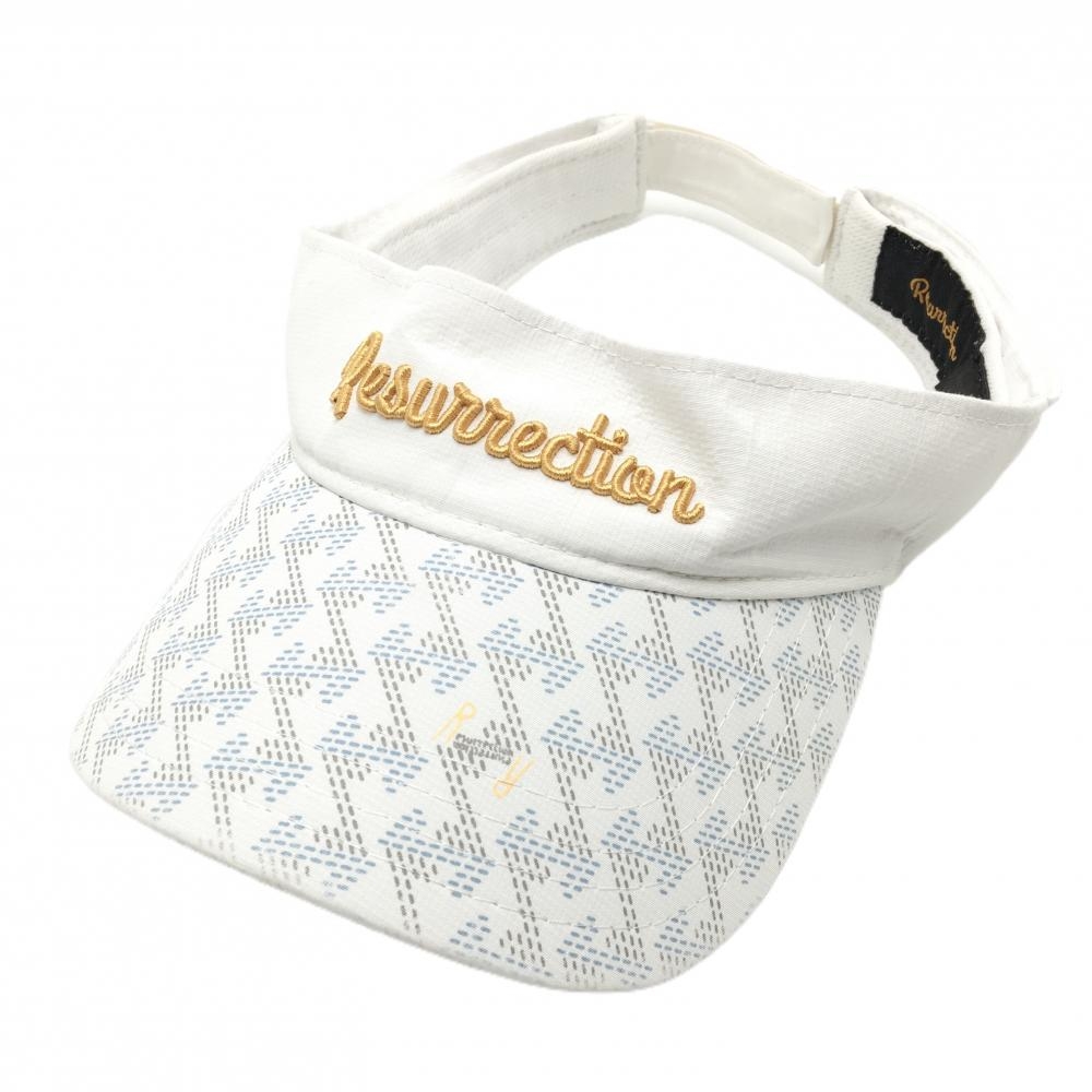 レザレクション サンバイザー 白×グレー つばロゴ総柄 ONE SIZE   ゴルフウェア Resurrection