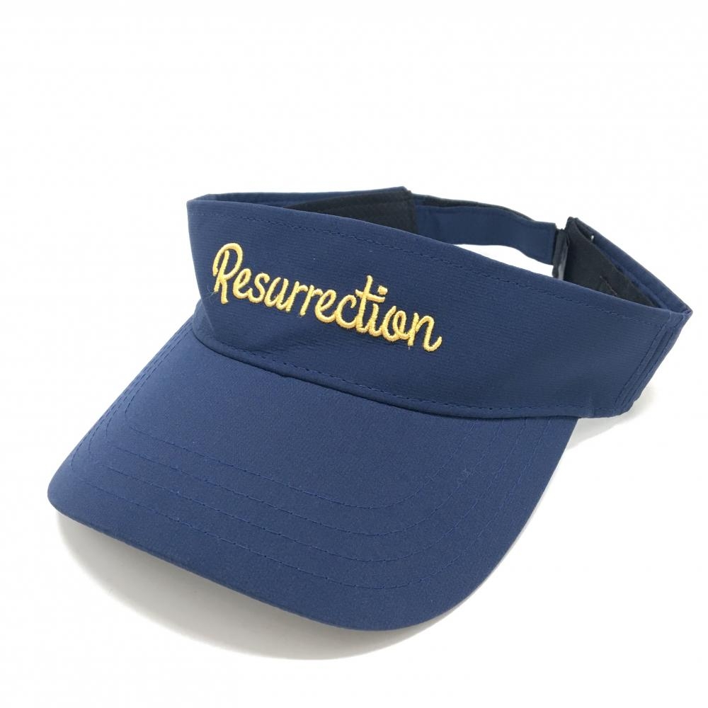 【超美品】レザレクション サンバイザー ネイビー ロゴ刺しゅう FREE   ゴルフウェア Resurrection