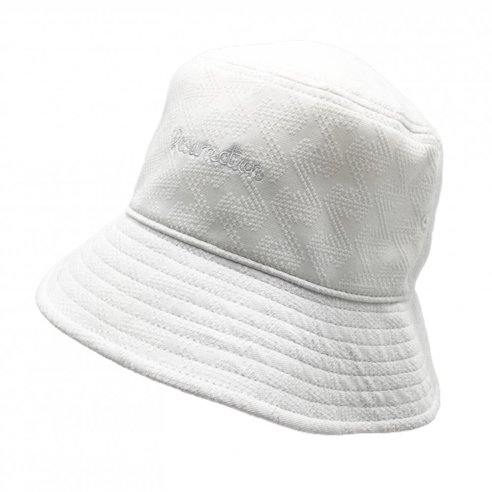 【美品】レザレクション バケットハット 白 総柄 ロゴ刺しゅう M   ゴルフウェア Resurrection