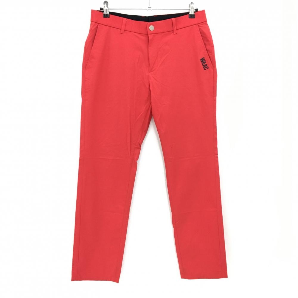 【美品】ワック パンツ レッド ロゴ黒 パンチング穴ロゴ ストレッチ  メンズ 3(L) ゴルフウェア WAAC