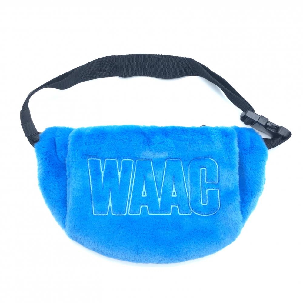 【超美品】ワック ハンドウォーマー ブルー ファー ウエストポーチ レディース  ゴルフウェア WAAC